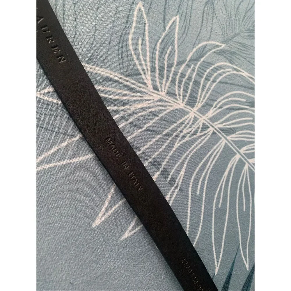 RALPH LAUREN COLLECTION Italy  Black ALLIGATOR SKINNY Leather Belt sz L
